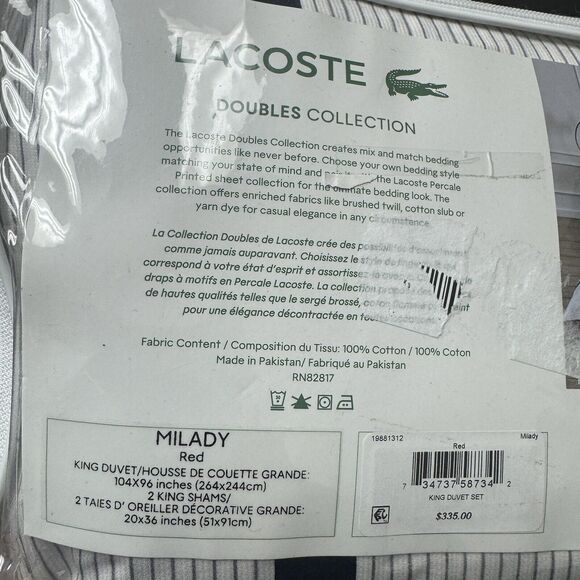 Lacoste Home King 3PC Milady Reversible Duvet Cover And Shams Set - Picture 8 of 11